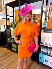 The Natalie - Orange High Neck Mini Dress