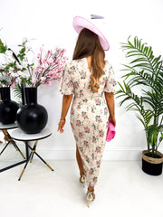 The Tia - Floral Wrap Midi Dress