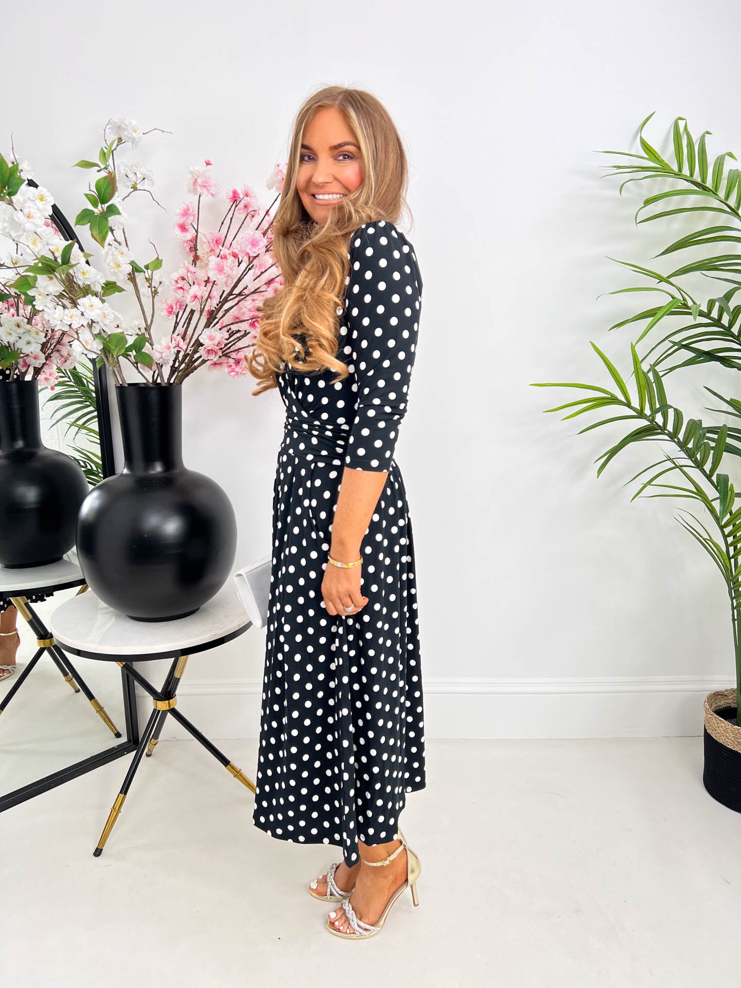 The Lois - Polka Dot Wrap Maxi Dress