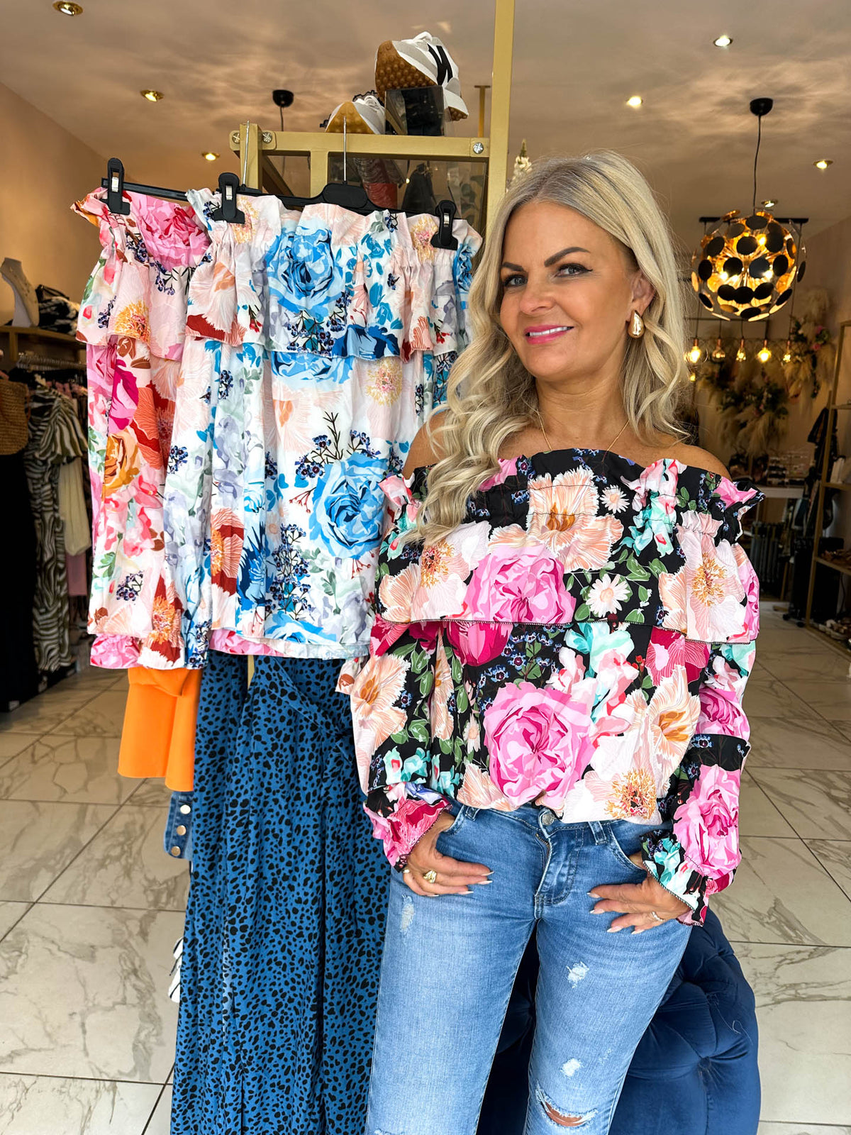 The Sara - Floral Bardot Blouse