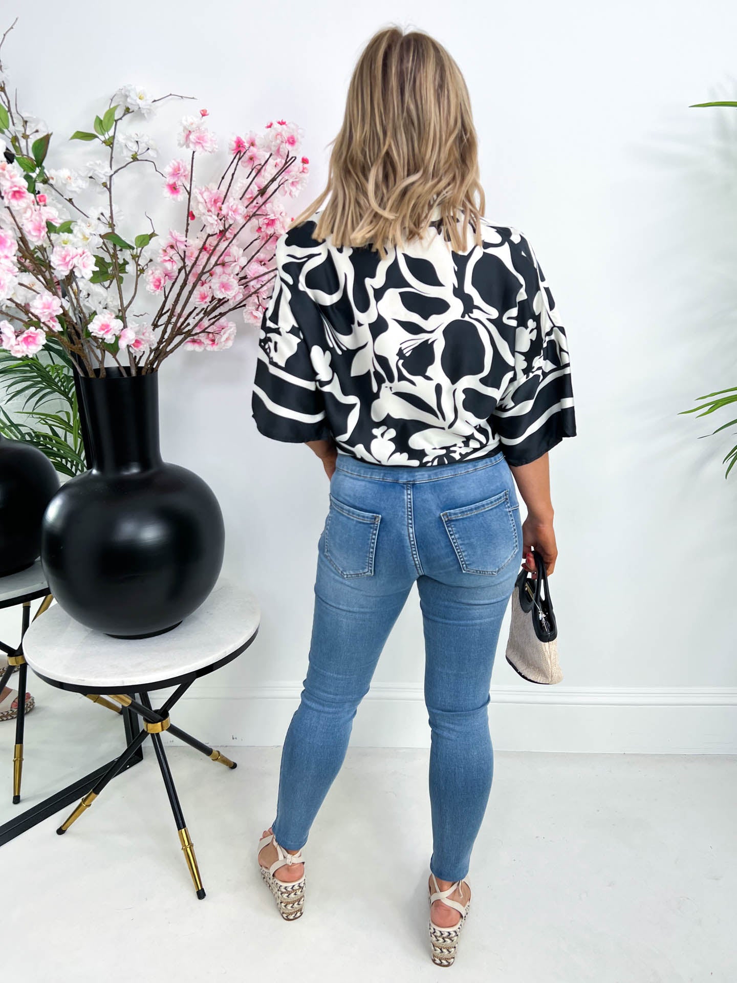 The Tessa - Monochrome Abstract Print Top