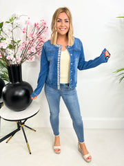 The Debbie - Pearl Embellished Denim Jacket