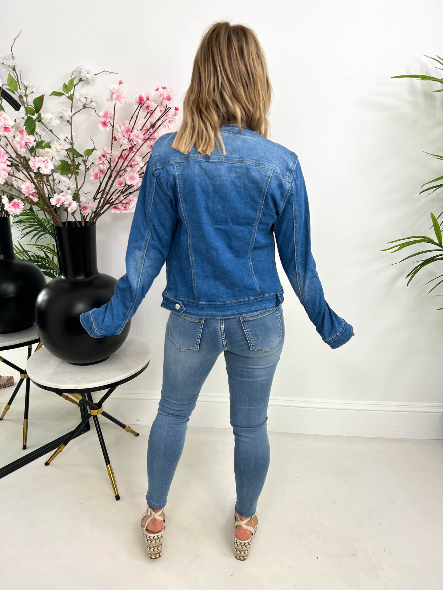 The Debbie - Pearl Embellished Denim Jacket