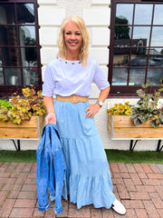 The Kelly - Denim Tiered Maxi Skirt