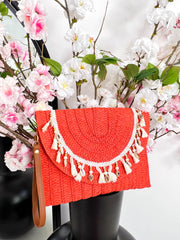 The Fern - Shell Rattan Clutch Bag