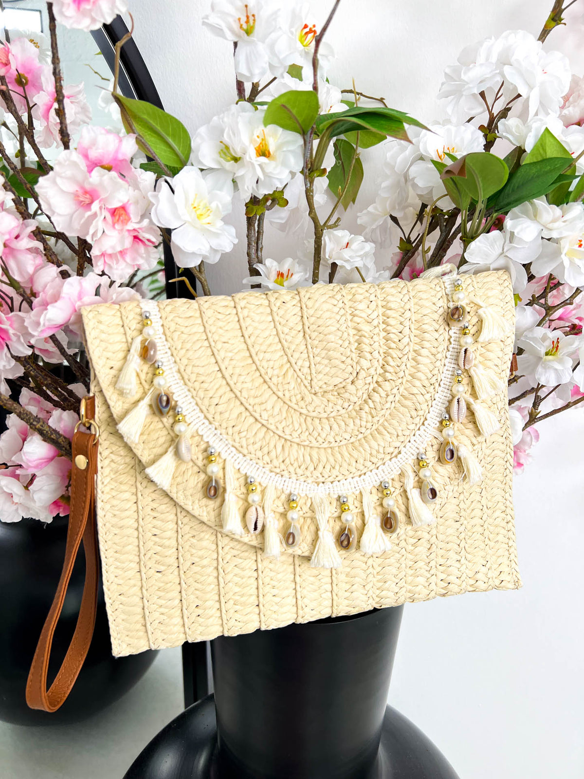 The Fern - Shell Rattan Clutch Bag