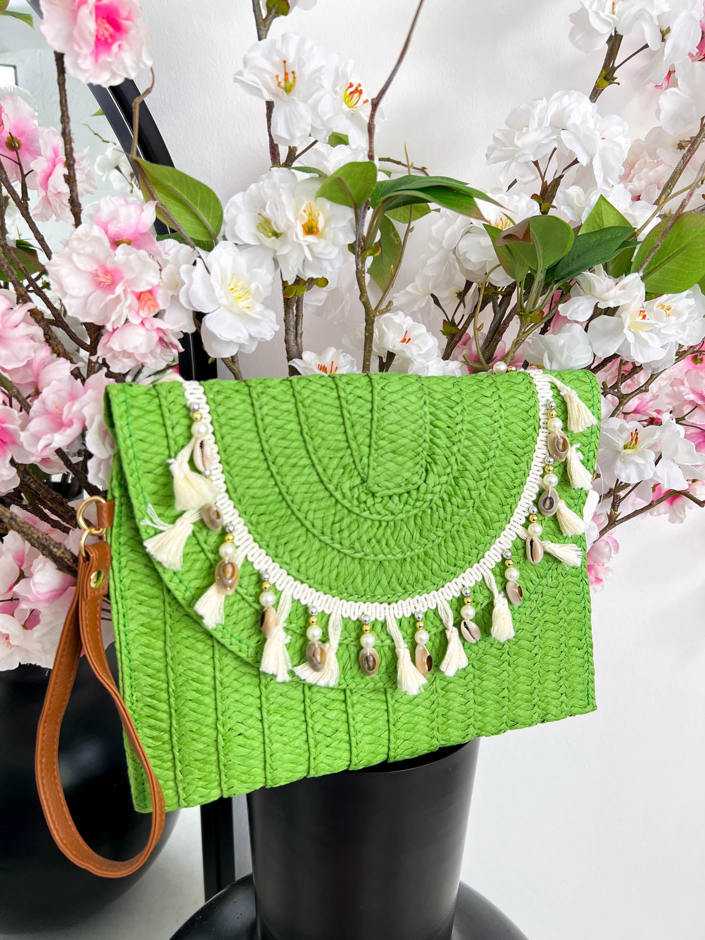 The Fern - Shell Rattan Clutch Bag