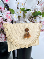 The Imogen - Scallop Edge Rattan Clutch