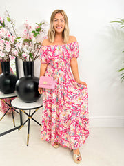 The Christy - Pink Floral Tiered Dress