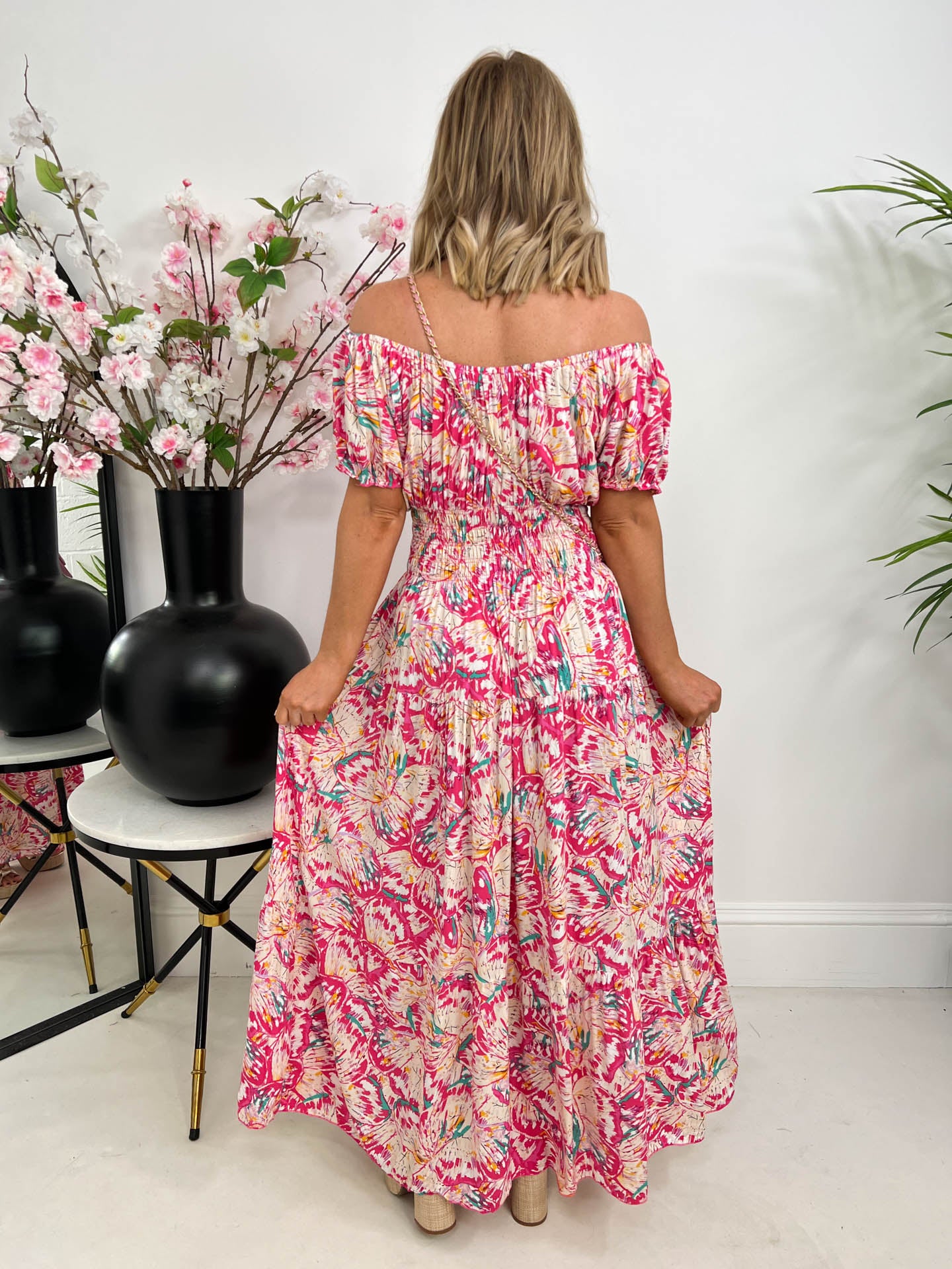 The Christy - Pink Floral Tiered Dress