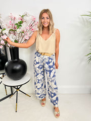 The Alix - Palm Tree Abstract Pattern Wide Leg Trousers