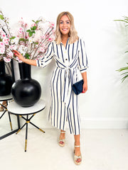 The Bria - Button Up Striped Shirt Dress