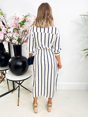 The Bria - Button Up Striped Shirt Dress