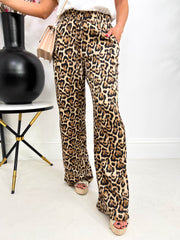 The Kerra - Wide Leg Leopard Print Trousers