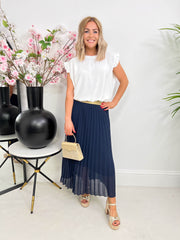 The Laura - Block Colour Pleated Skirt