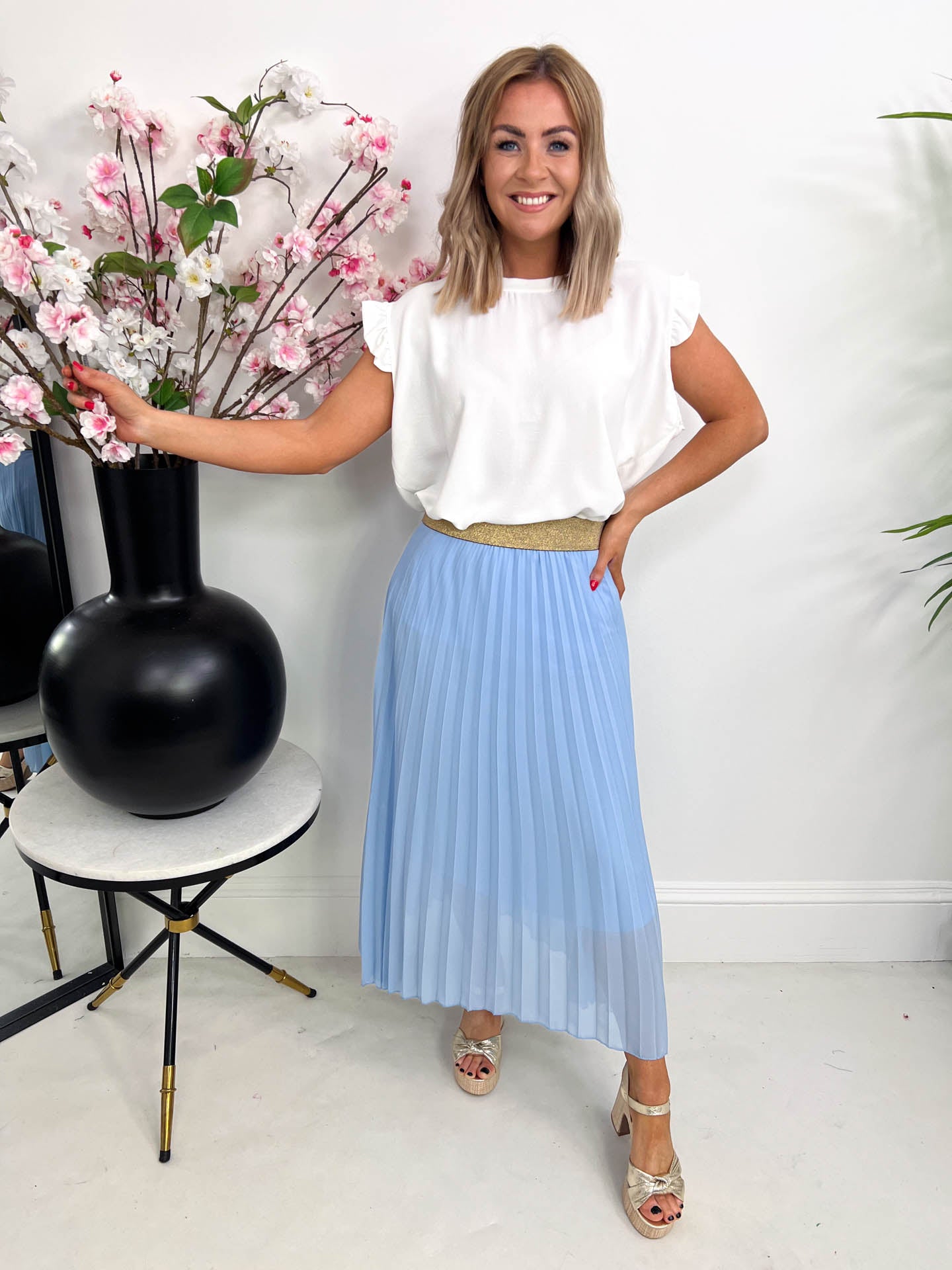 The Laura - Block Colour Pleated Skirt