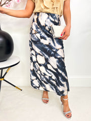 The Kalani - Abstract Marble Print Maxi Skirt