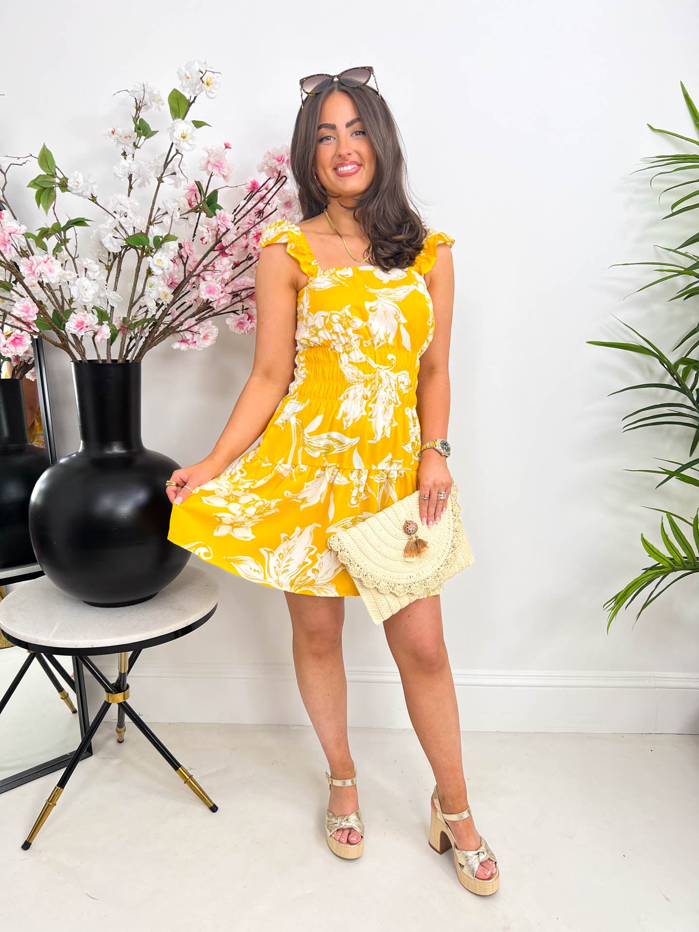 The Nadiya - Yellow Floral Mini Dress