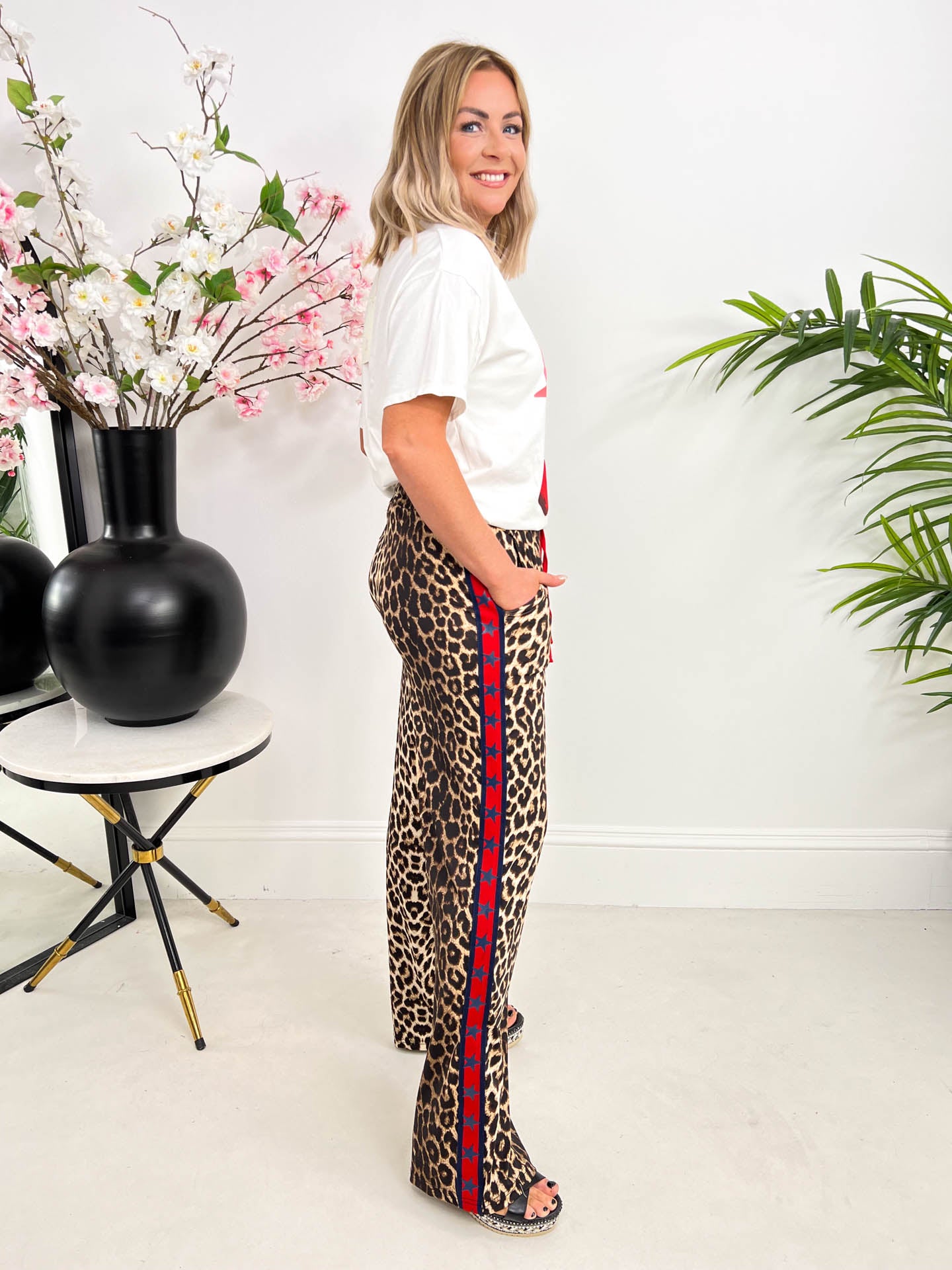 The Nadia - Star Striped Leopard Print Trouser