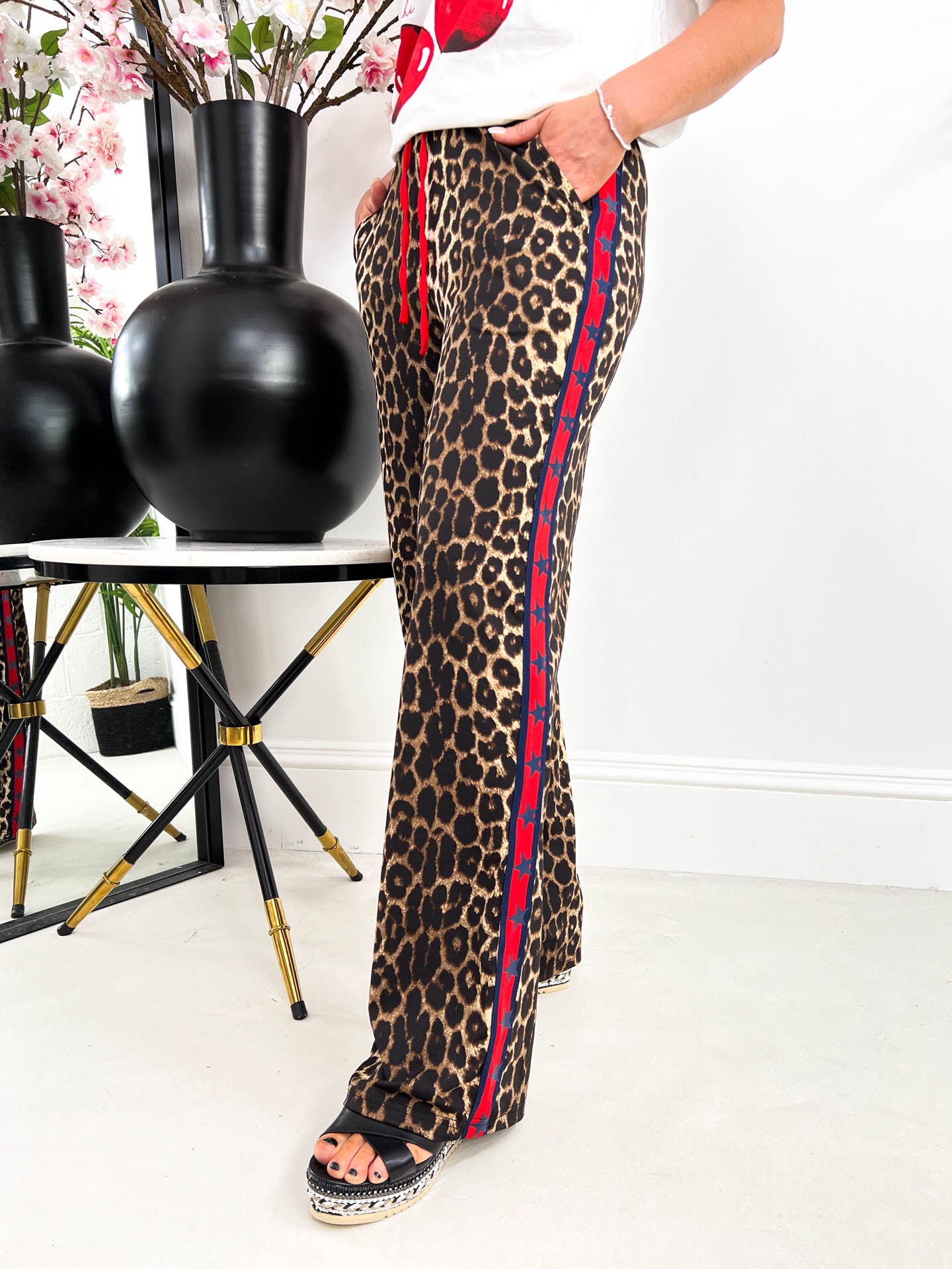 The Nadia - Star Striped Leopard Print Trouser