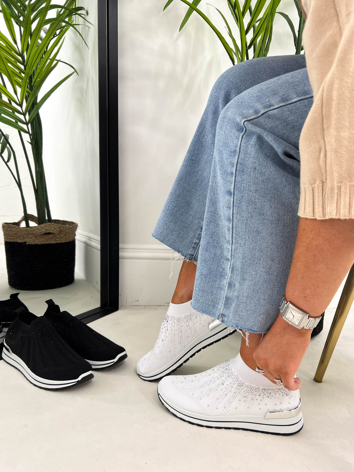 The Reese- Slip on Diamante Trainers