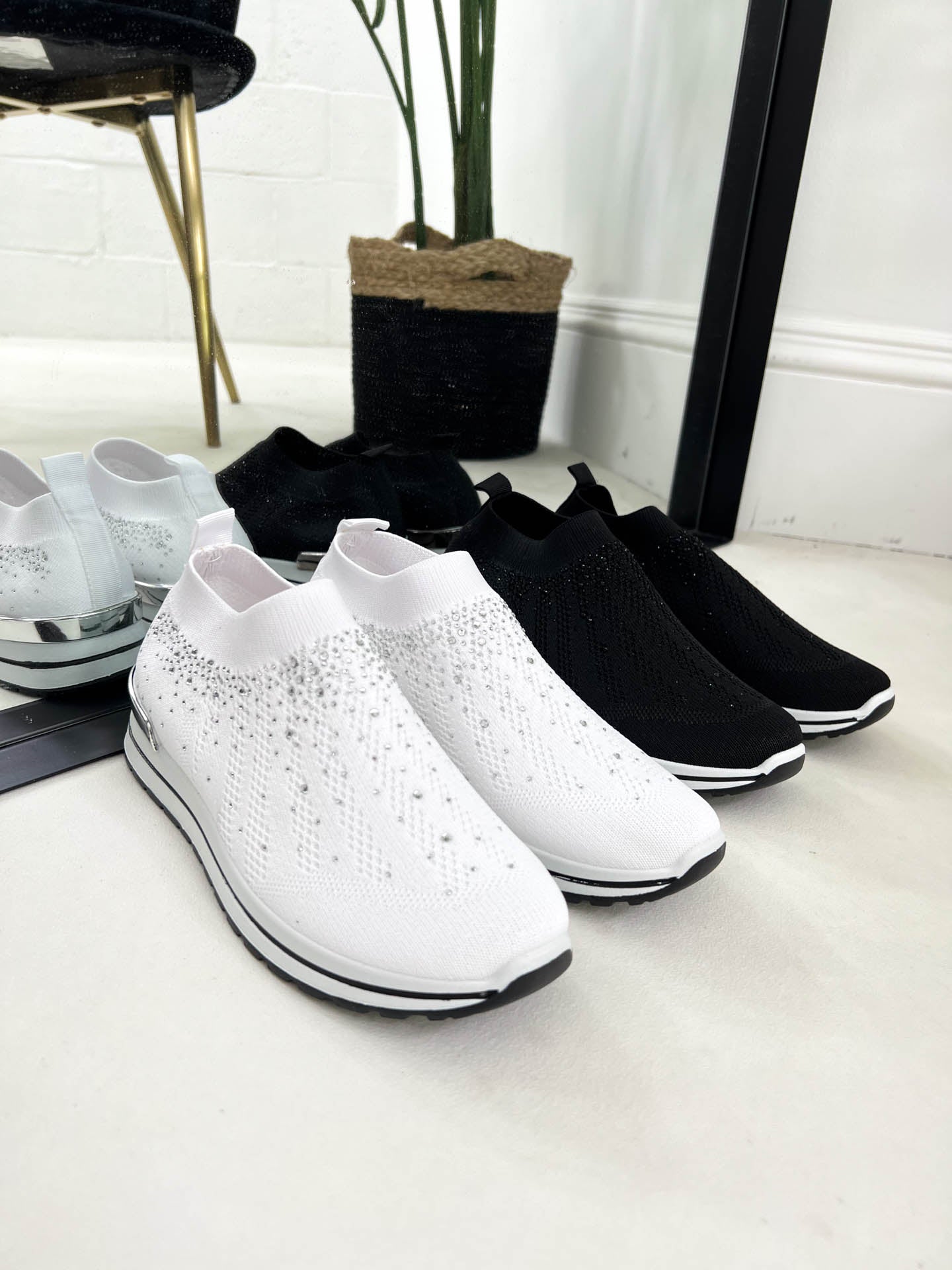 The Reese- Slip on Diamante Trainers