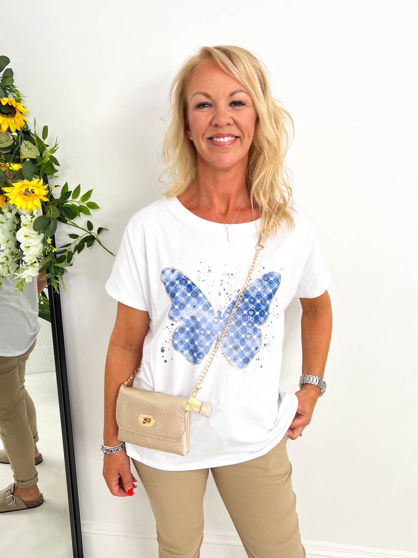 The Cameryn - Butterfly White T-Shirt