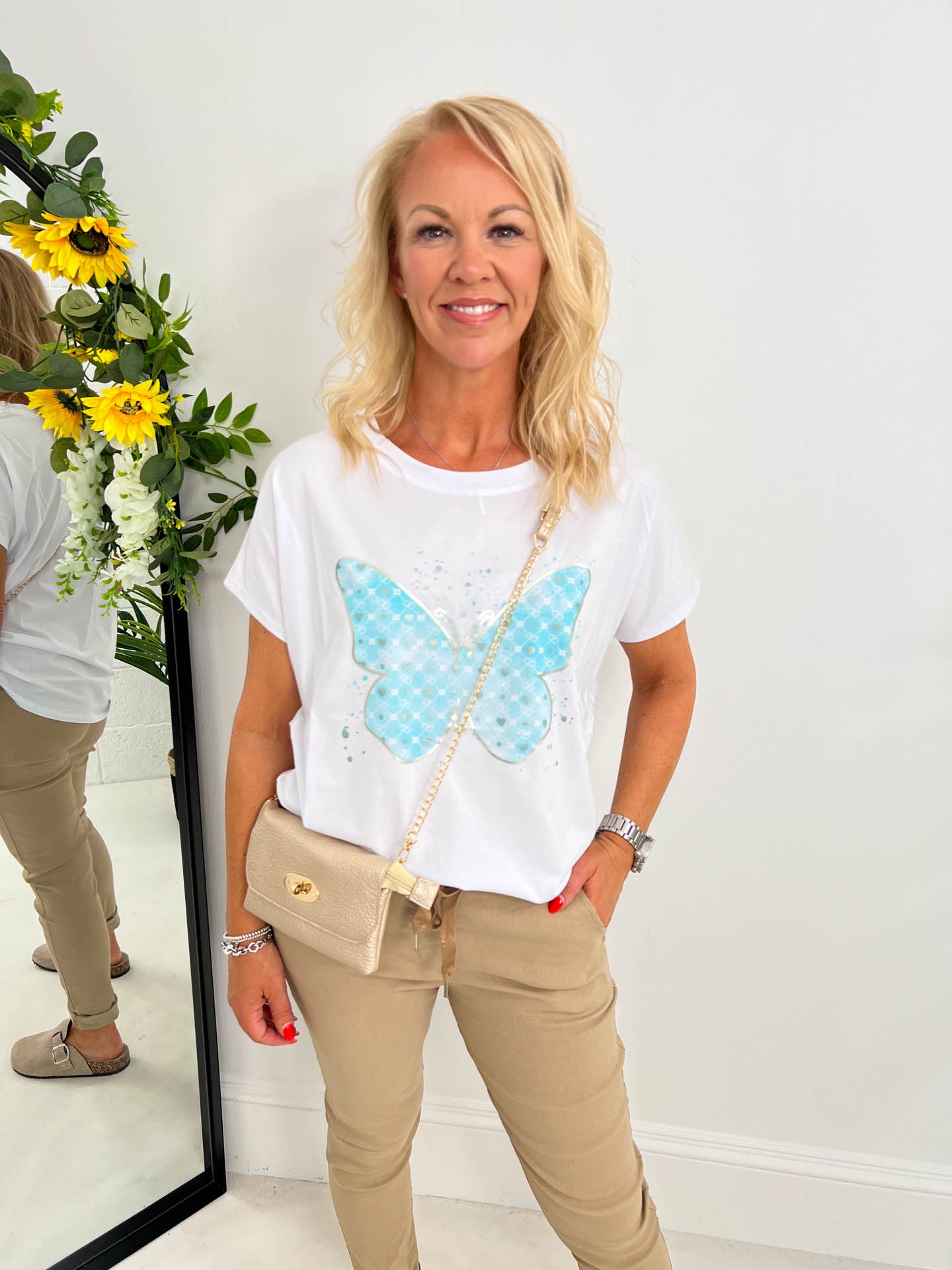 The Cameryn - Butterfly White T-Shirt