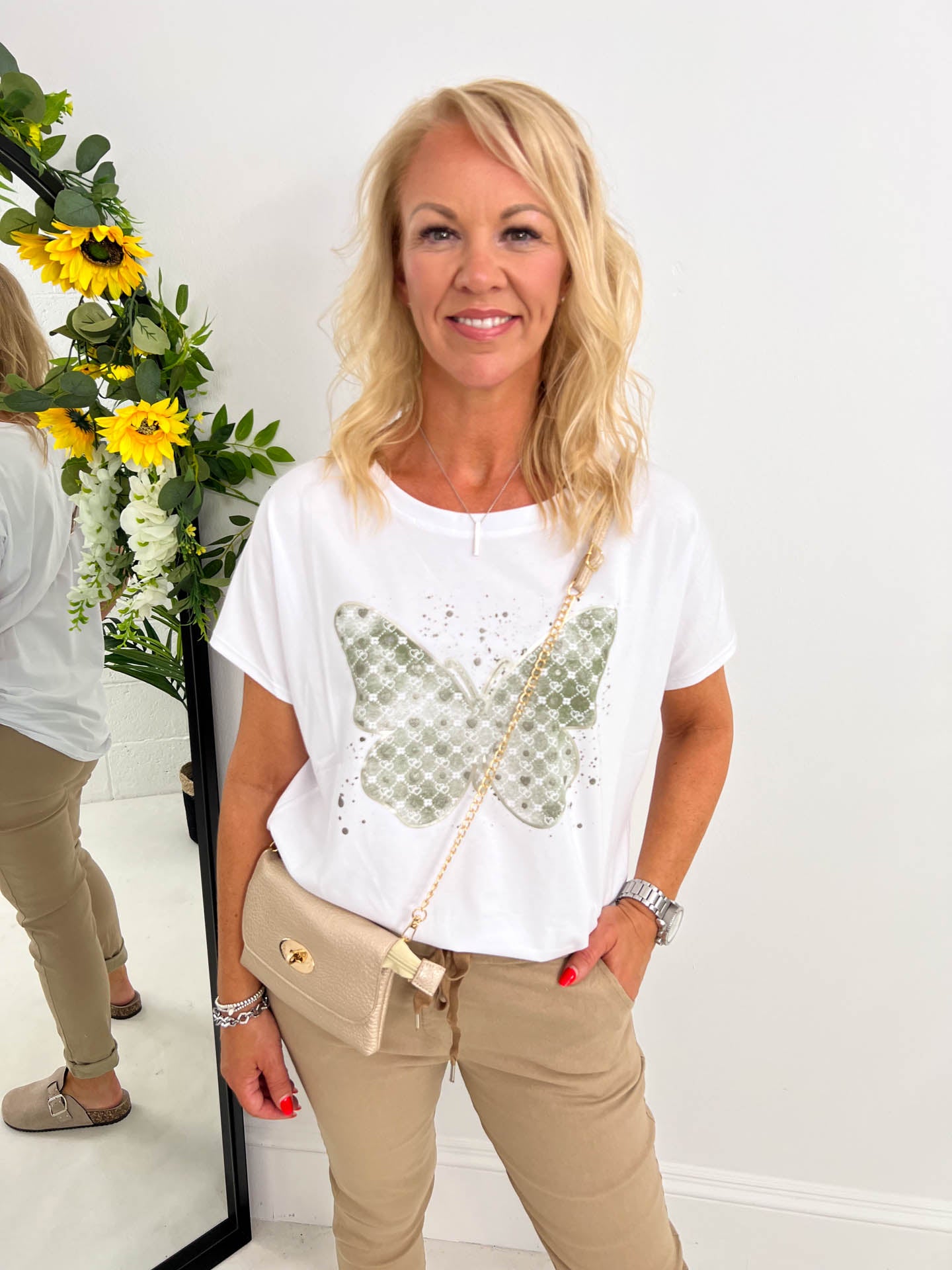 The Cameryn - Butterfly White T-Shirt