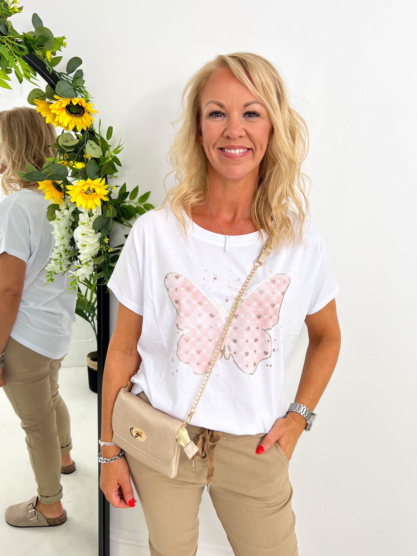 The Cameryn - Butterfly White T-Shirt