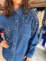 The Casey - Demin Shirt with Diamantes