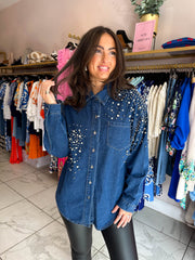 The Casey - Demin Shirt with Diamantes