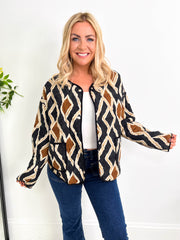 The Kat - Neutral Zig Zag Print Padded Jacket