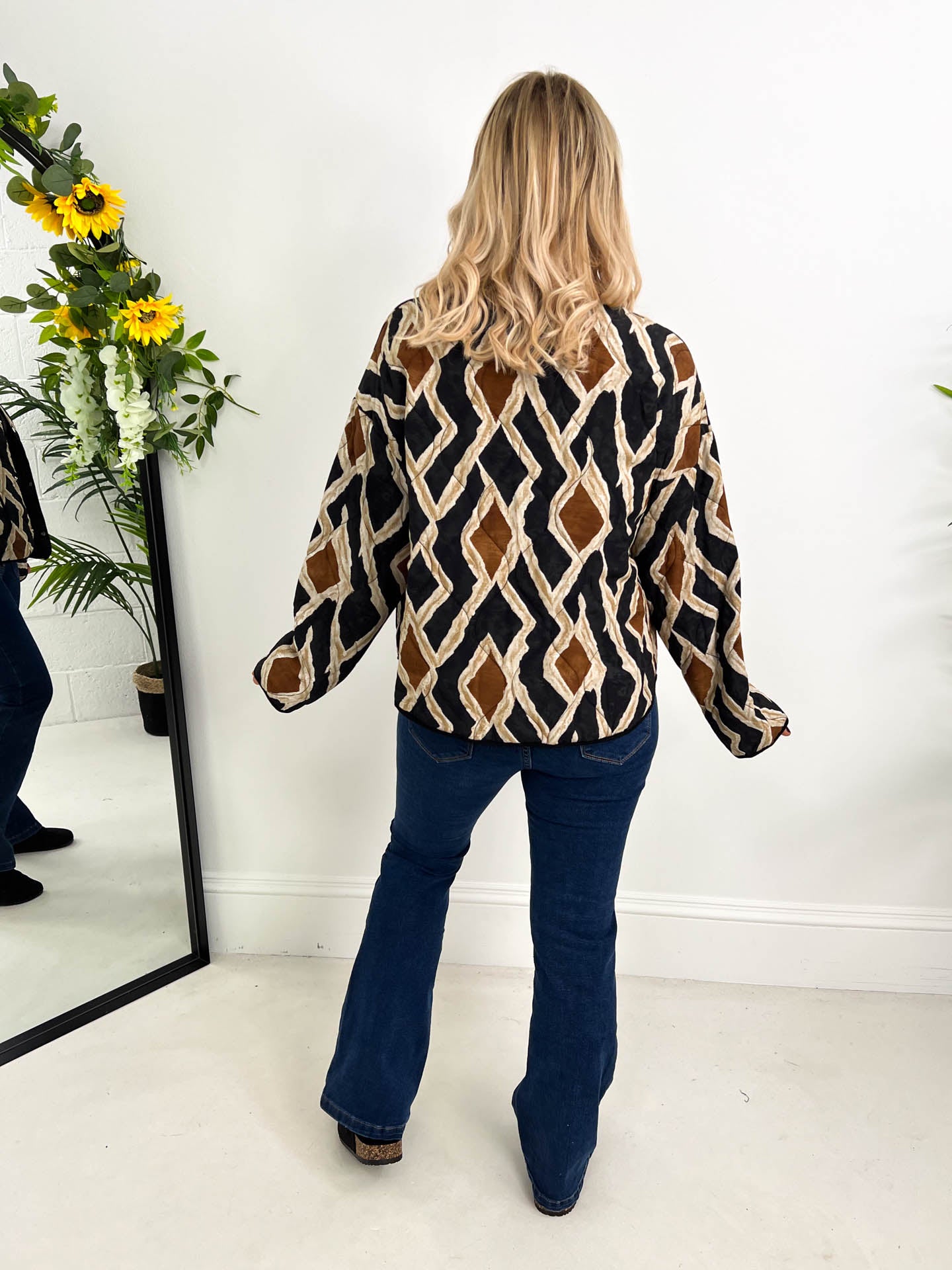 The Kat - Neutral Zig Zag Print Padded Jacket