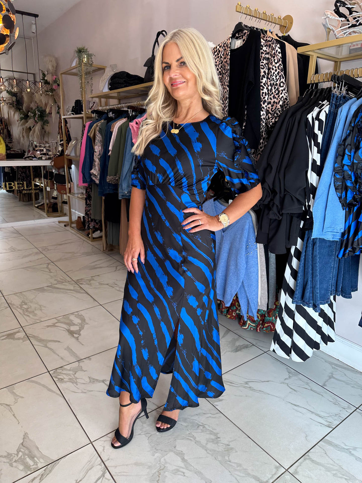 The Sasha - Brush Stroke Print Maxi Dress