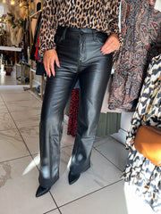 The Mona - Leather Look Straight Leg Trouser