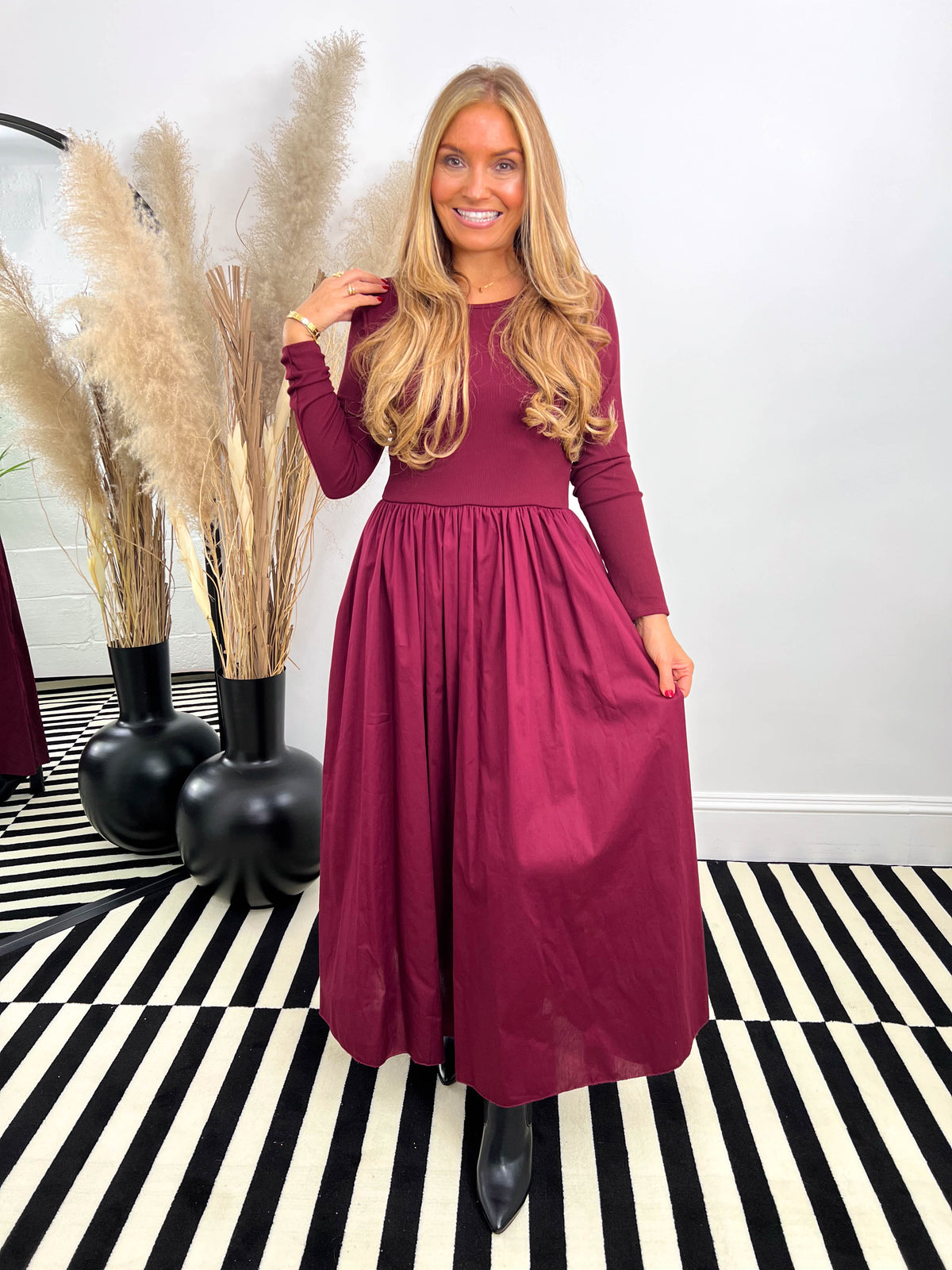 The Laney - Long Sleeve Ribbed Top Dress