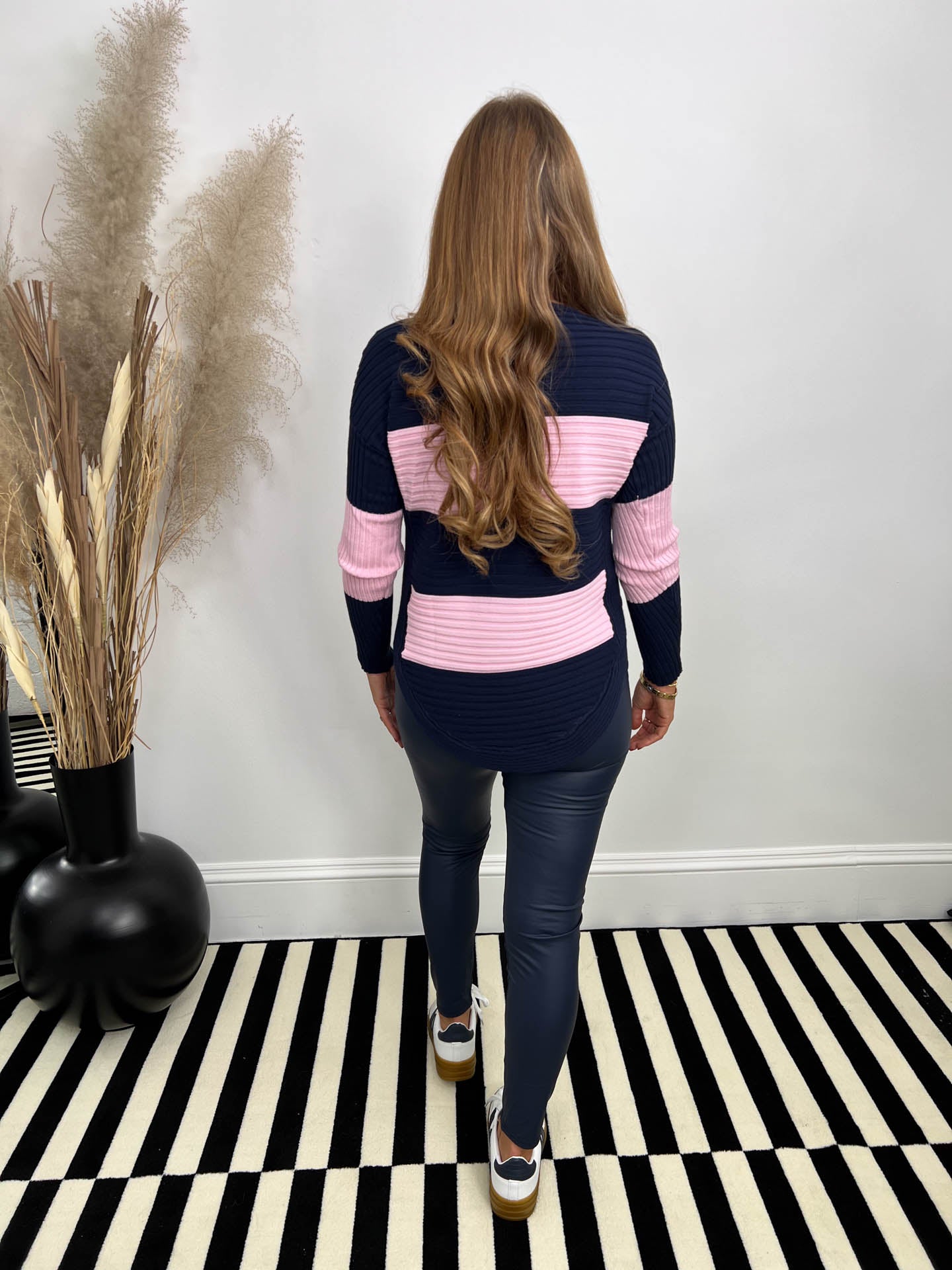 The Emmy- Striped Half Zip Knit