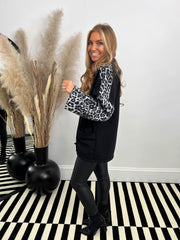 The Jesse - Coat With Leopard Print Sleeves