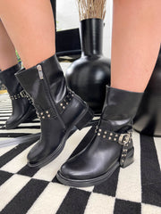 The Georgiana- Black Leather Boots