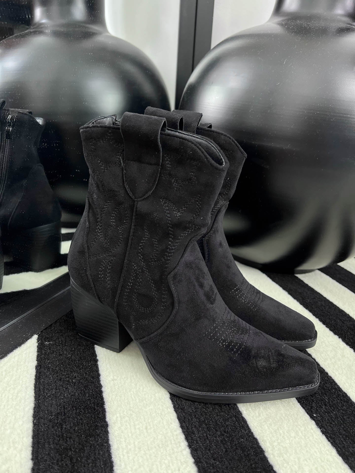 The Kourtney - Suede Ankle Cowboy Boots