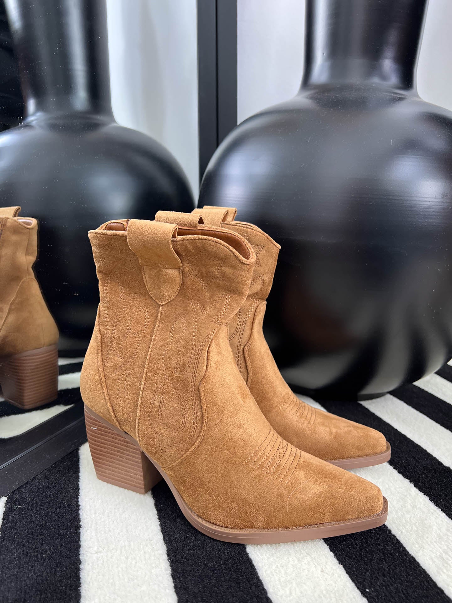 The Kourtney - Suede Ankle Cowboy Boots