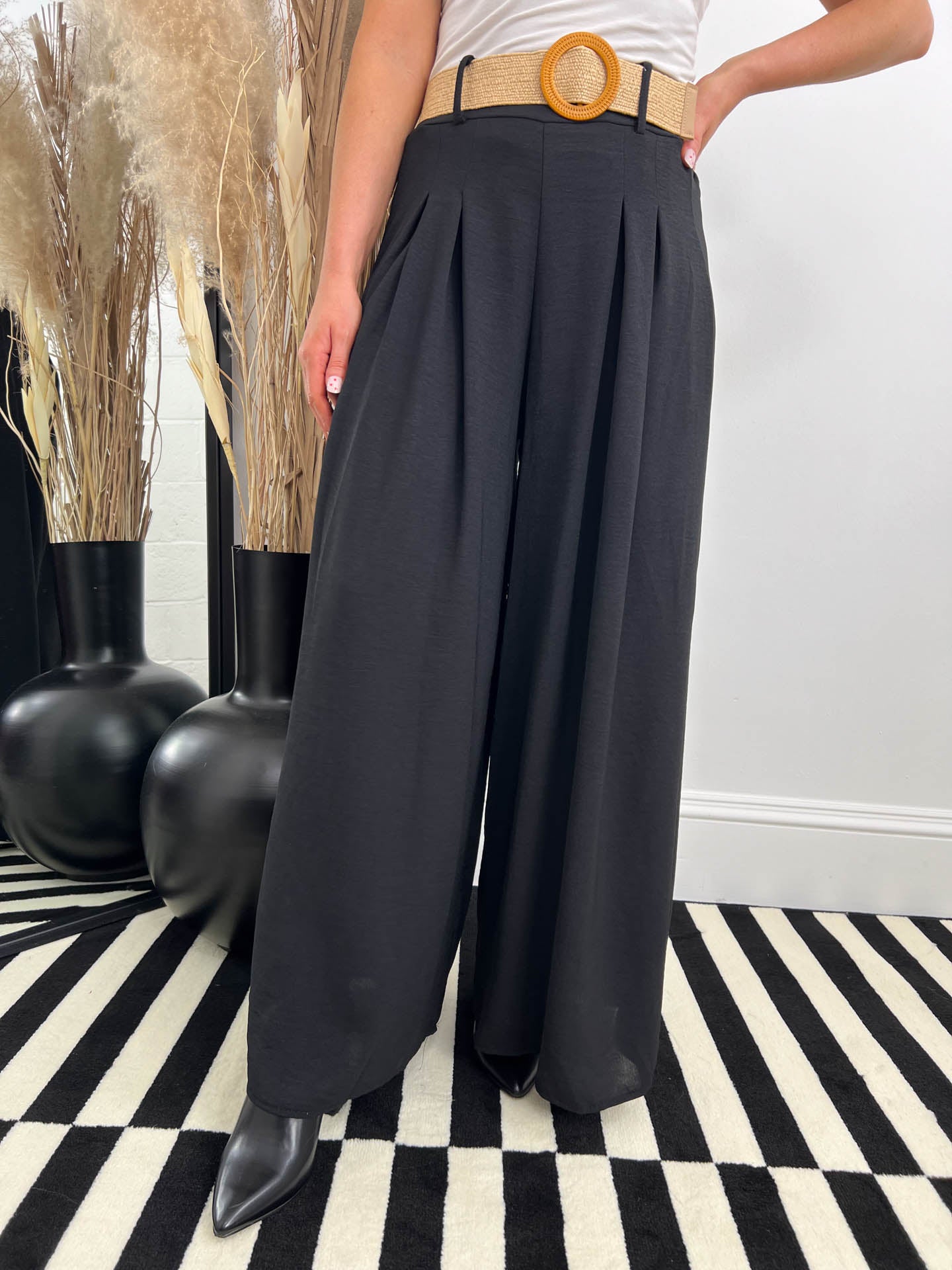 The Crystal - Wide Leg Trousers With Belt