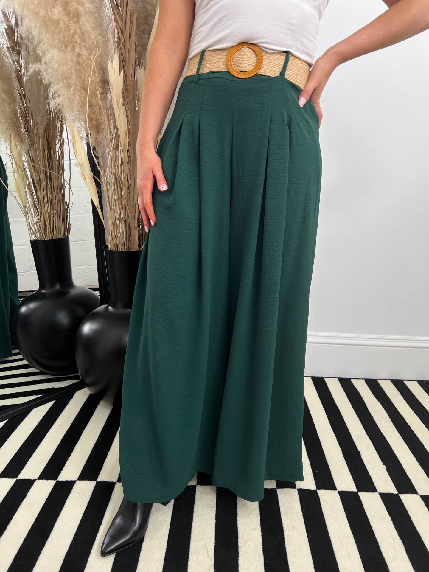 The Crystal - Wide Leg Trousers With Belt