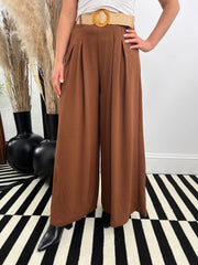 The Crystal - Wide Leg Trousers With Belt