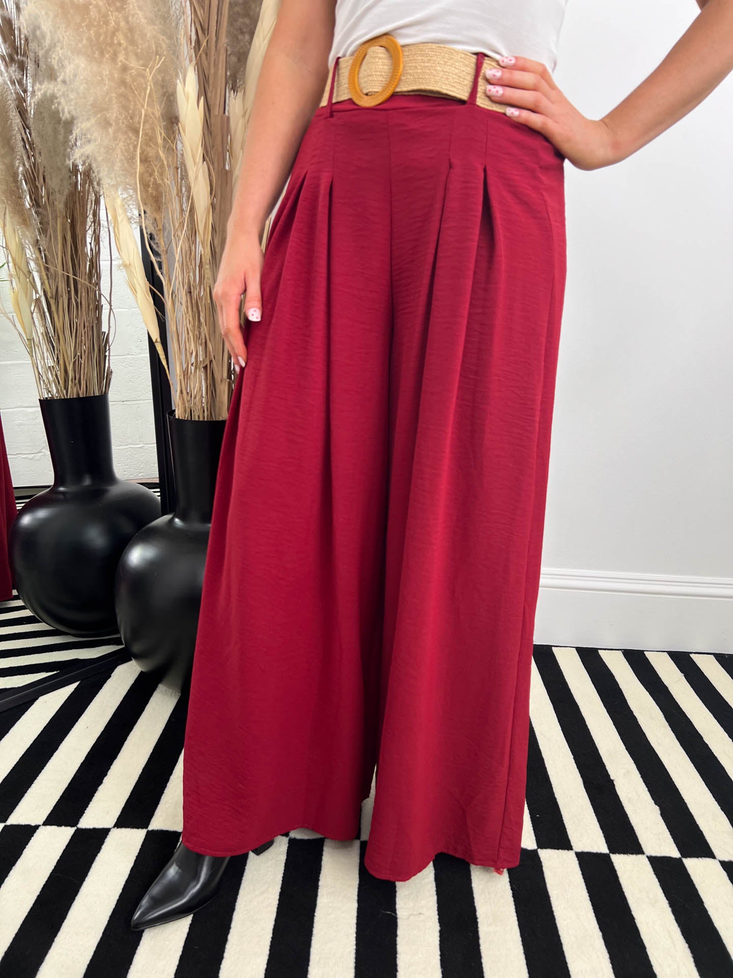 The Crystal - Wide Leg Trousers With Belt