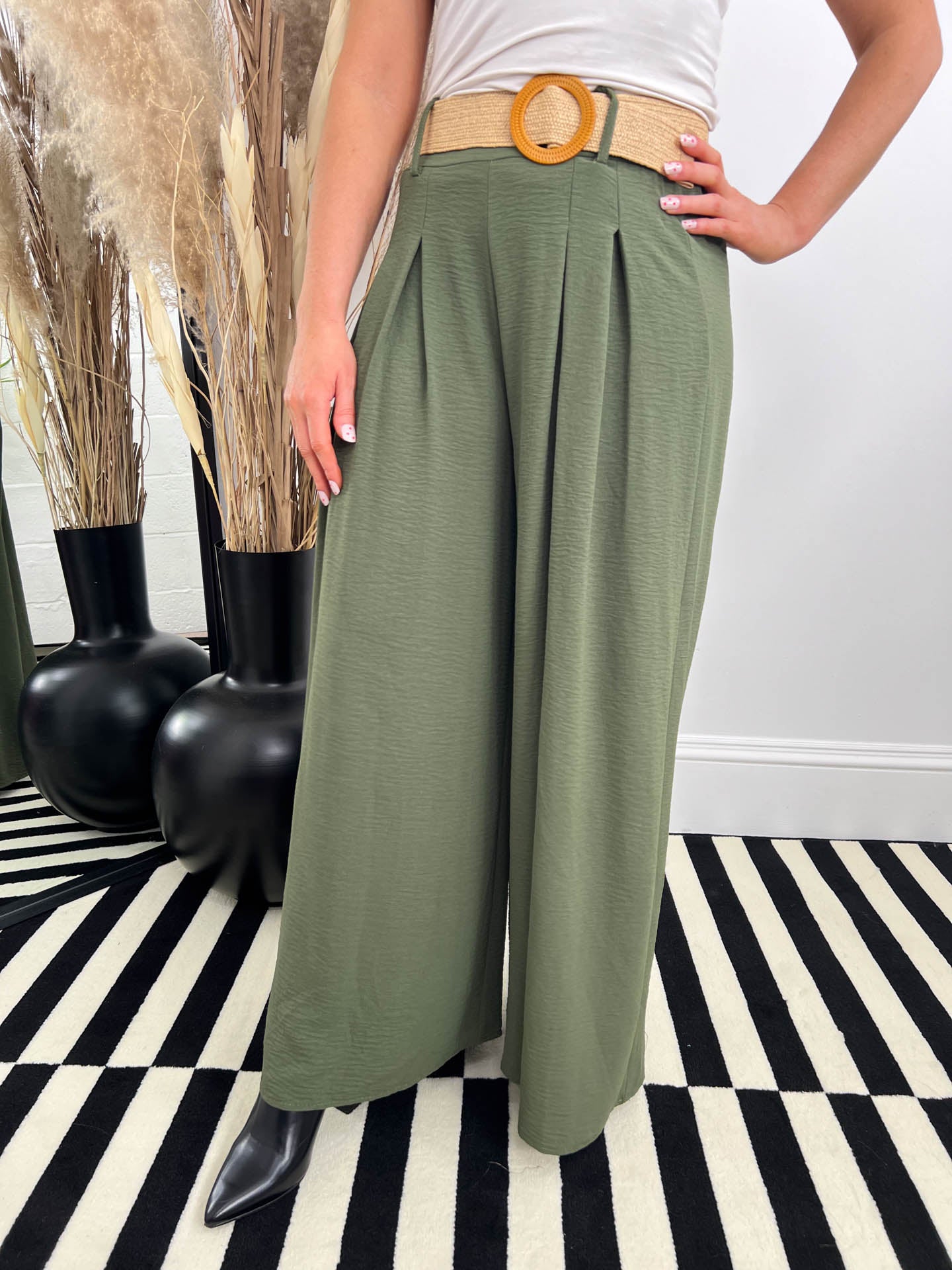 The Crystal - Wide Leg Trousers With Belt