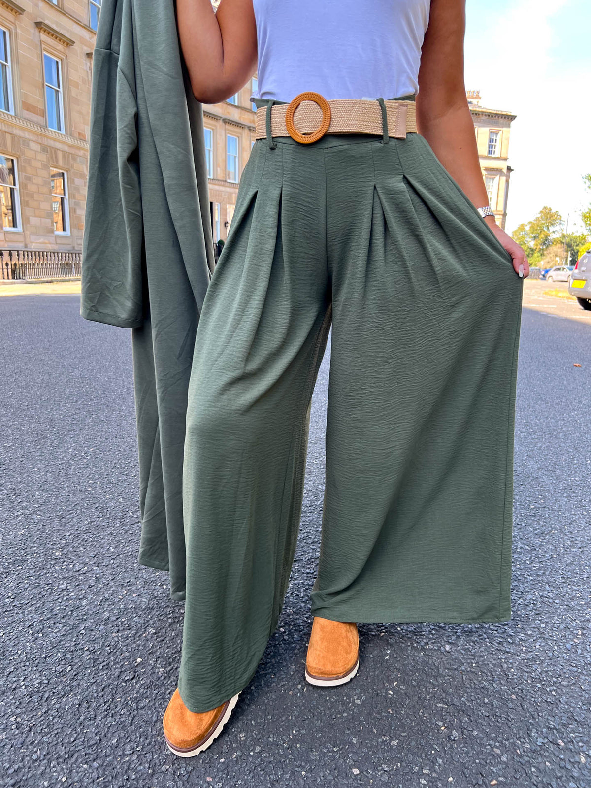 The Crystal - Wide Leg Trousers With Belt