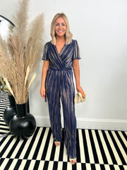 The Kenzi- Blue and Gold Jumpsuit