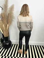 The Bailey - Striped Gold Button Knit